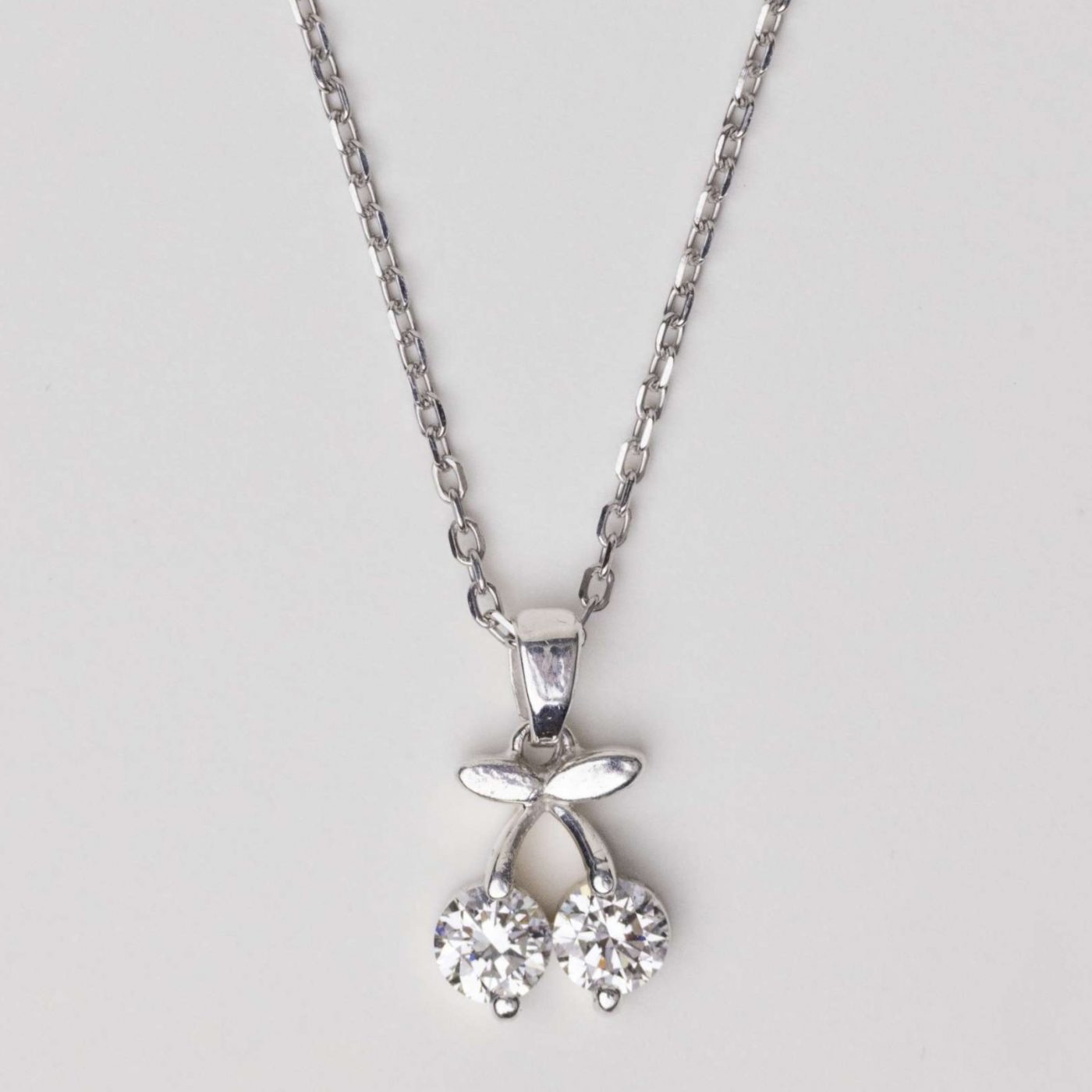 Diamond Cherry Necklace – 925 Silver, VS2 Clarity